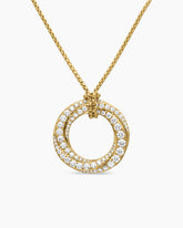 Pavé Crossover Pendant Necklace in 18K Yellow Gold with Diamonds, 21mm